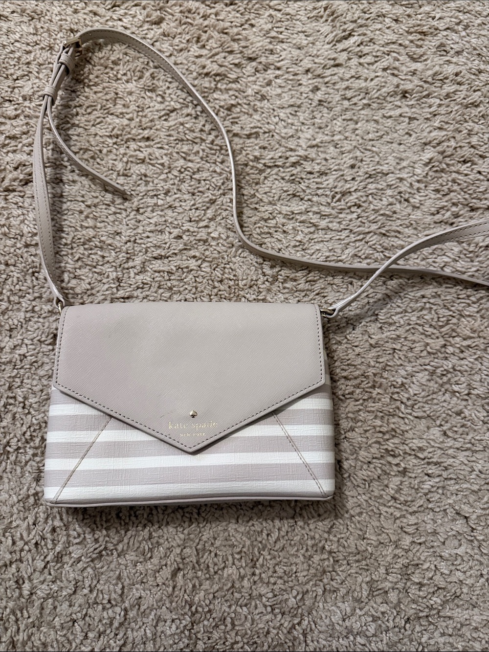 kate spade Cream and White Striped Crossbody Bag